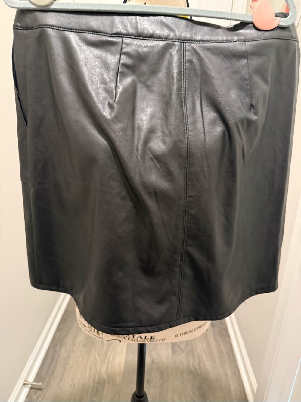 Women's Black Faux Leather A-Line Skirt